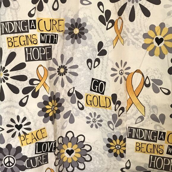 Dickies Cancer Cure Top Women's L Multicolor Cotton Poly  Pockets V-Neck Scrubs - Picture 9 of 11